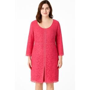 Alfani Women’s Pink Lace Bell Sleeve Dress Size Large Lined, NWT